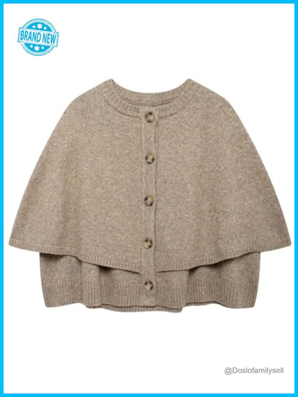 Shawl Cropped Cardigan Button Down Knit Cape Sweater Loose Fit